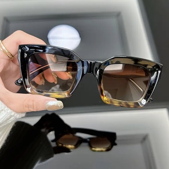 Trendy Sunglasses Female Tortoise Thick Frame Fashion UV400 Protection Outdoor - Picture 5 of 9